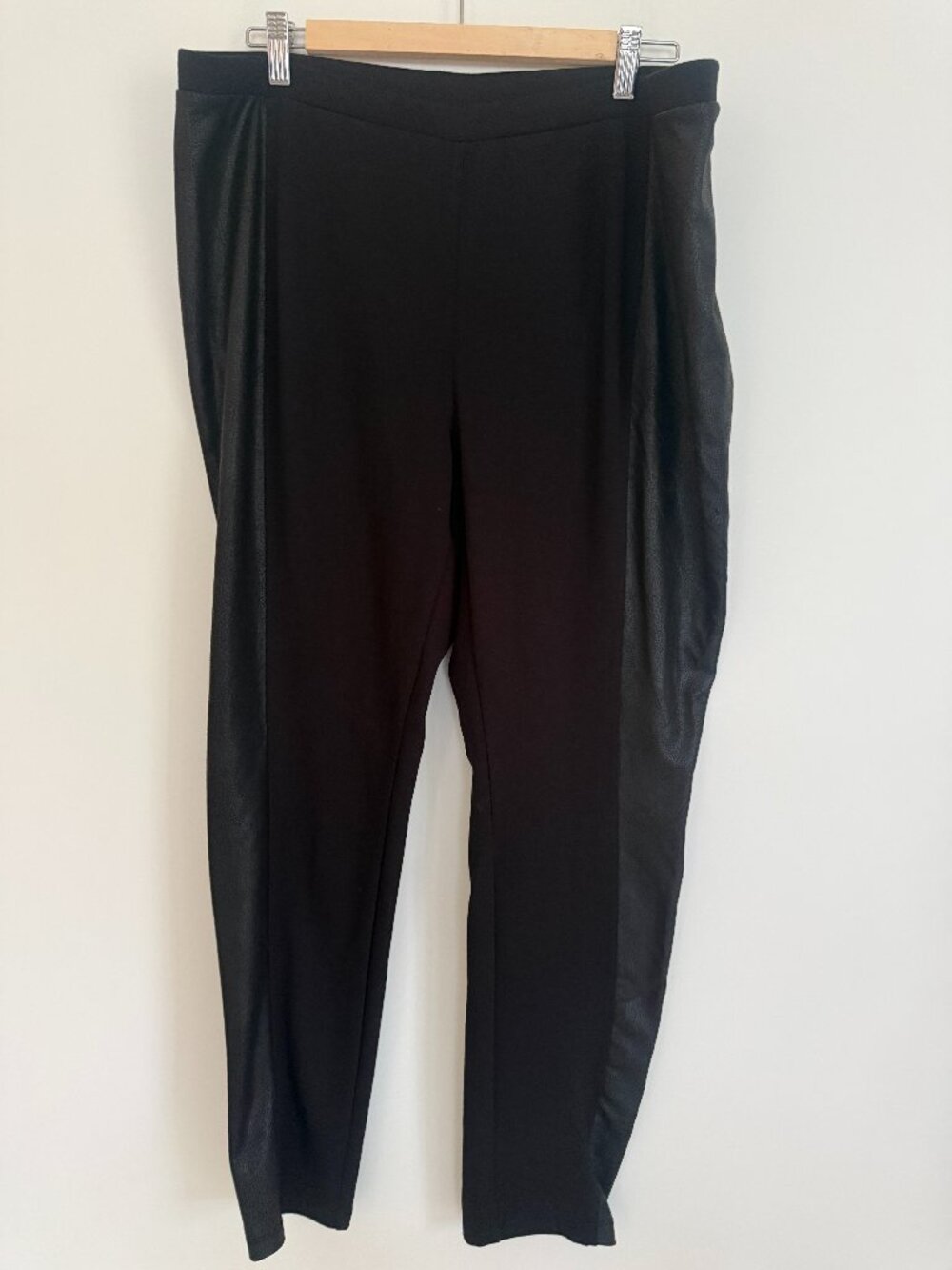 George Woman Black With Side Strip Faux Leather Pull On Pants Plus Size 2X